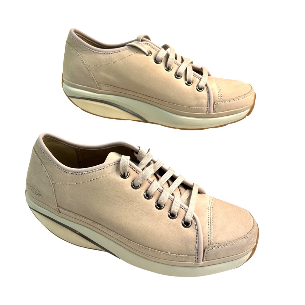 MBT Women’s Lace Up Sneaker Toning Performance Pivot Axis TanBeigeNeutral Sz:7.5